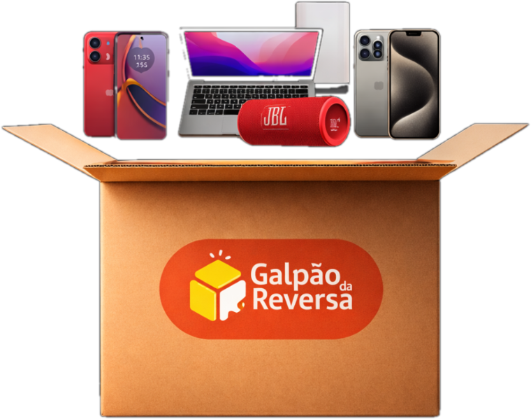MacBook, iPhone, JBL, smartwatch, fone e mais na caixa Galpão da Reversa